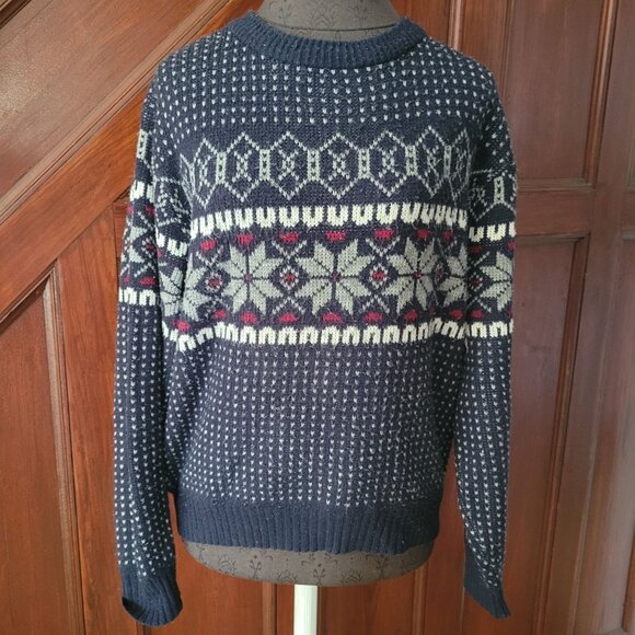 Vintage Steep Slopes Wool Blend Nordic Sweater Mens Medium - Picture 3 of 5